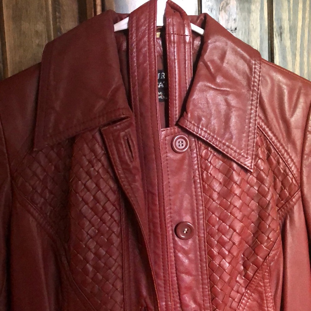 Leather trench coat